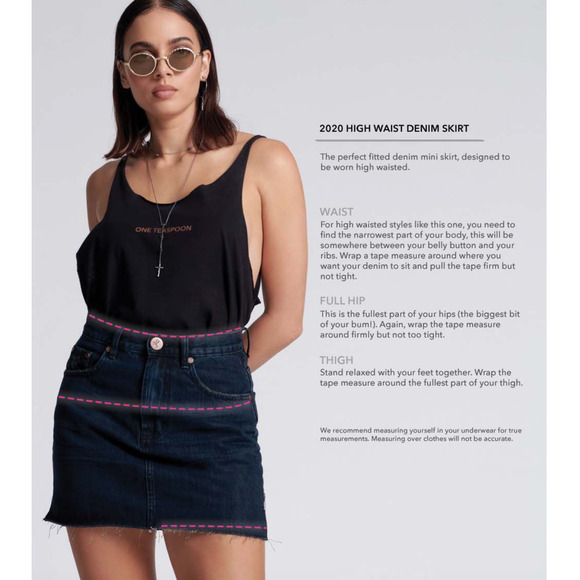 One Teaspoon FOX BLACK 2020 MINI HIGH WAIST DENIM SKIRT NWOT - Picture 9 of 9